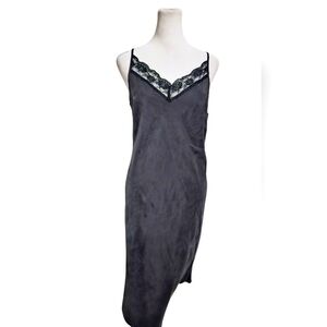 Vintage CACHE 100% Silk Lace Trim Midi Slip Dress Black. Size 4